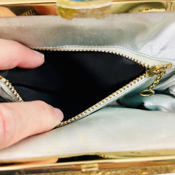 Vintage Meyers ~ White Faux Snakeskin Jeweled Hand Bag Clutch Purse Made in USA